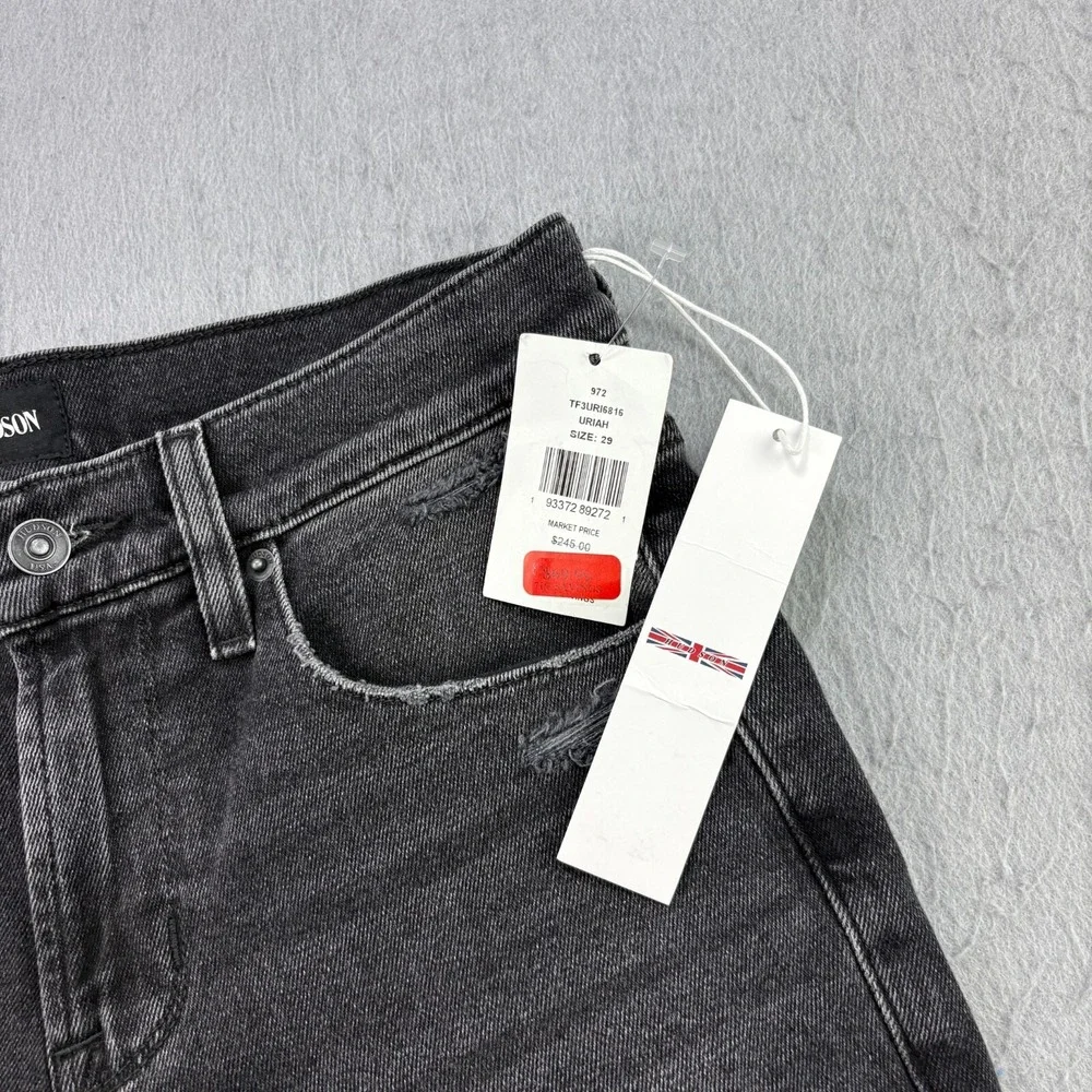 Hudson‎ Jeans Mens 29x33 Black Ethan Biker Skinny Distressed Denim Stretch NEW